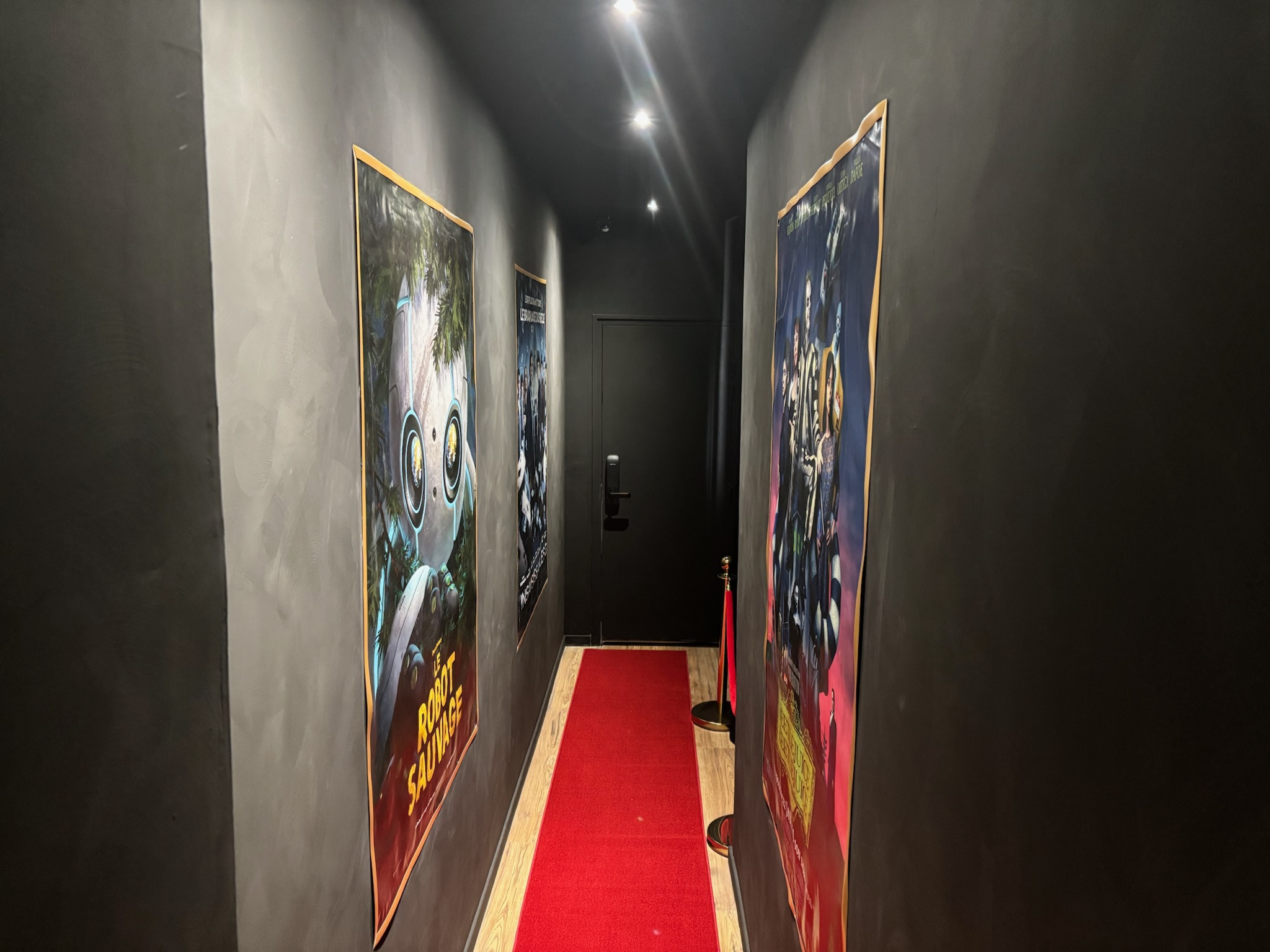 Entrée tapis rouge et affiches de cinéma de la suite Ciné Room